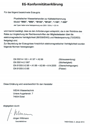 EG Konformitaetserklaerung (CE 認證)
